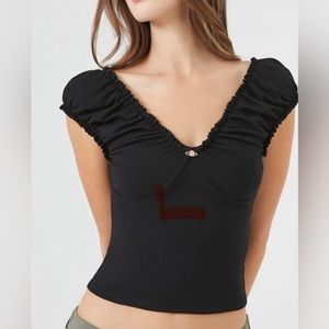 Cap Puff Sleeve Crop Top